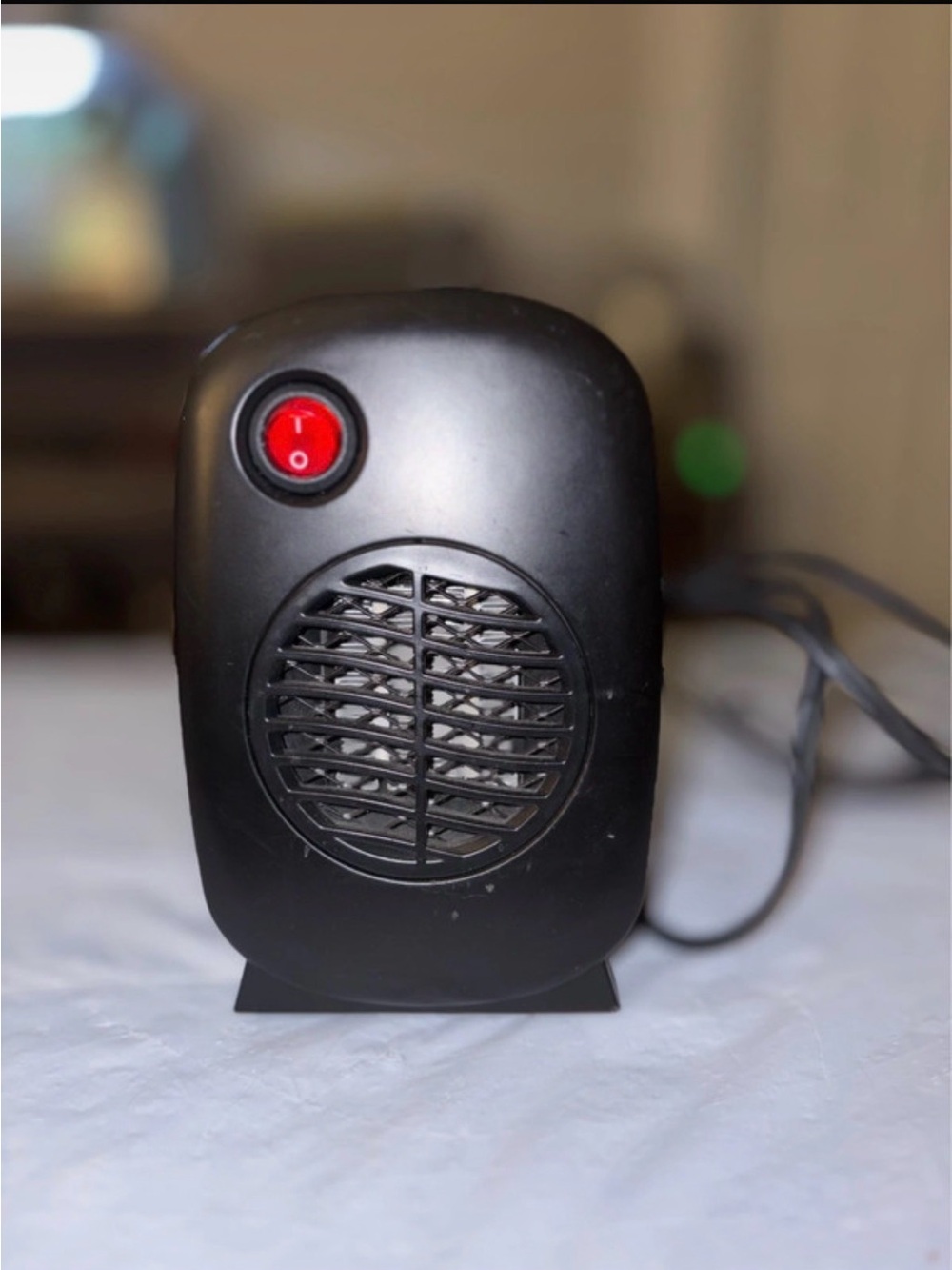 Portable Black Personal Heater with Red Power Switch